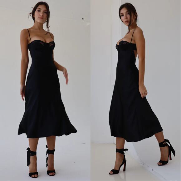 New Mirror Palais Ballet Silk Midi Slip Dress - Picture 2 of 7